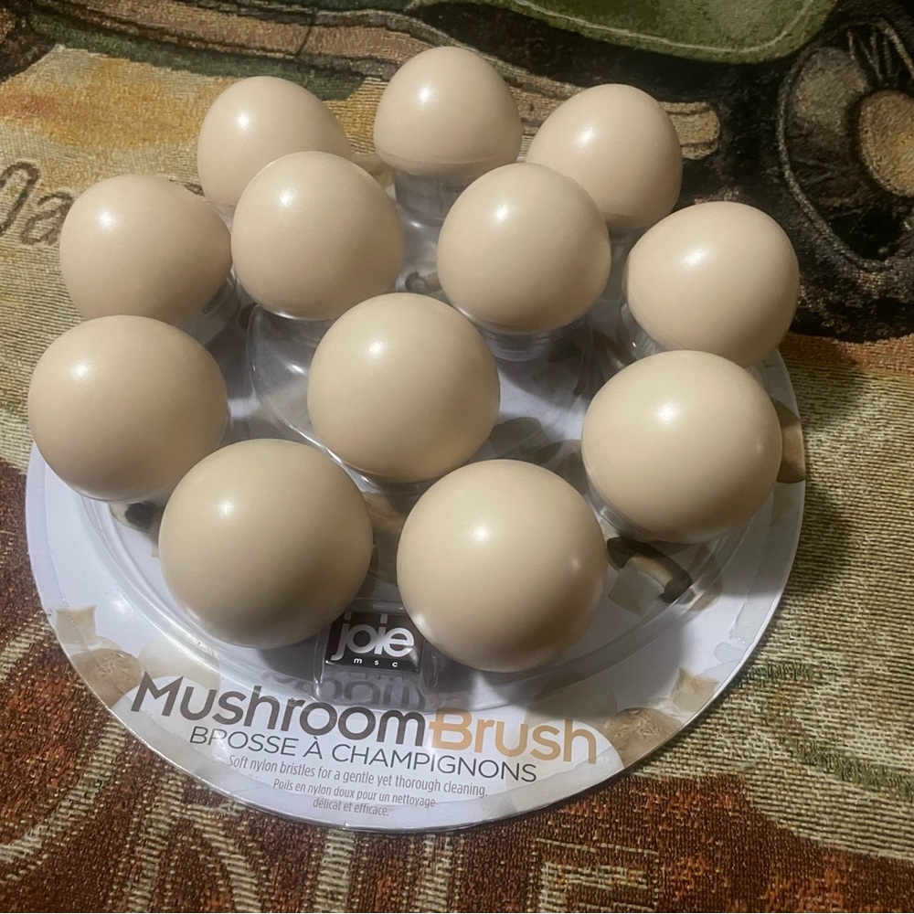 12pc Display Joie Mushroom Soft-Bristle Brushes Vegetable Scrubbers 2 1/4” NEW
